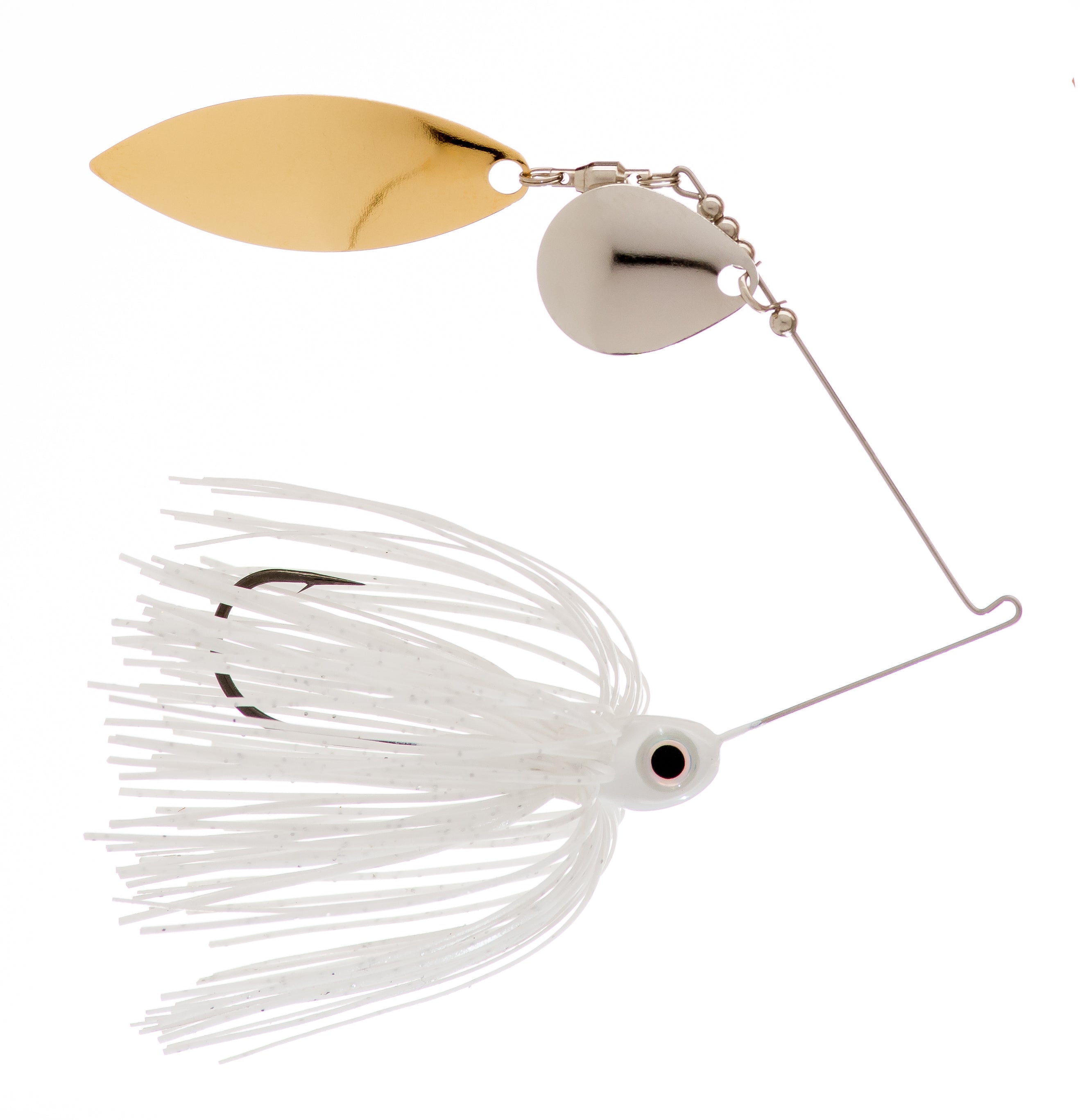 Gar Catcher Rope Lure with spinner blade - handmade in the USA - white
