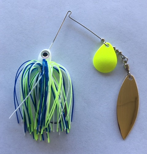 1/4 oz Blue / White / Chartreuse Spinner Baits